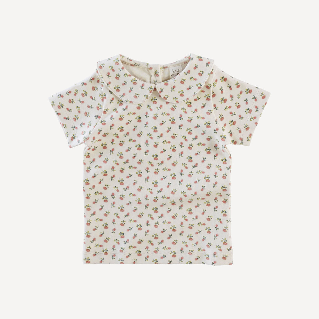 short sleeve peter pan tee | french rose bud | organic cotton interlock