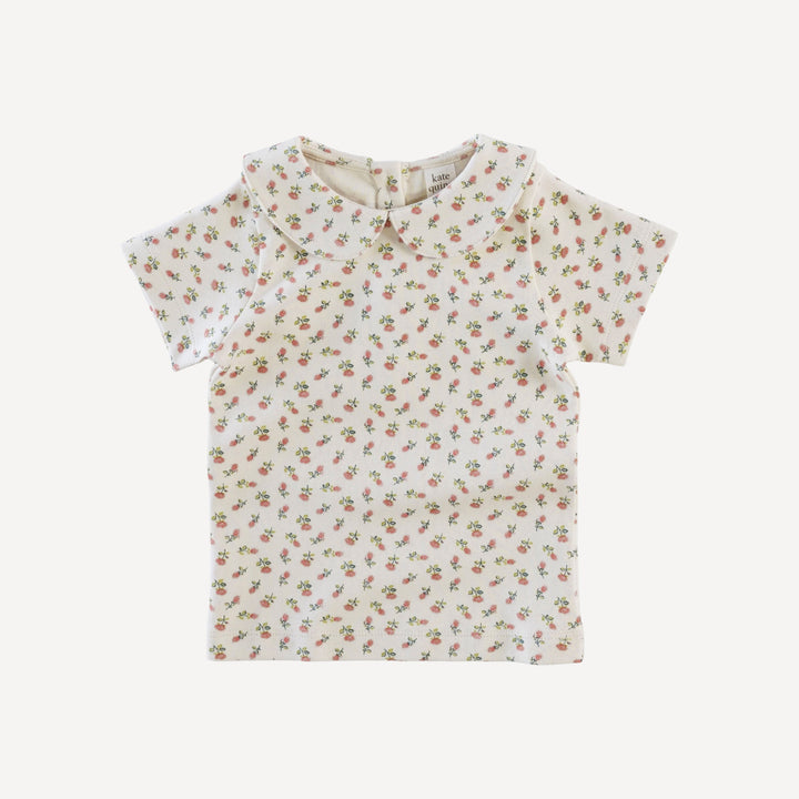 short sleeve peter pan tee | french rose bud | organic cotton interlock