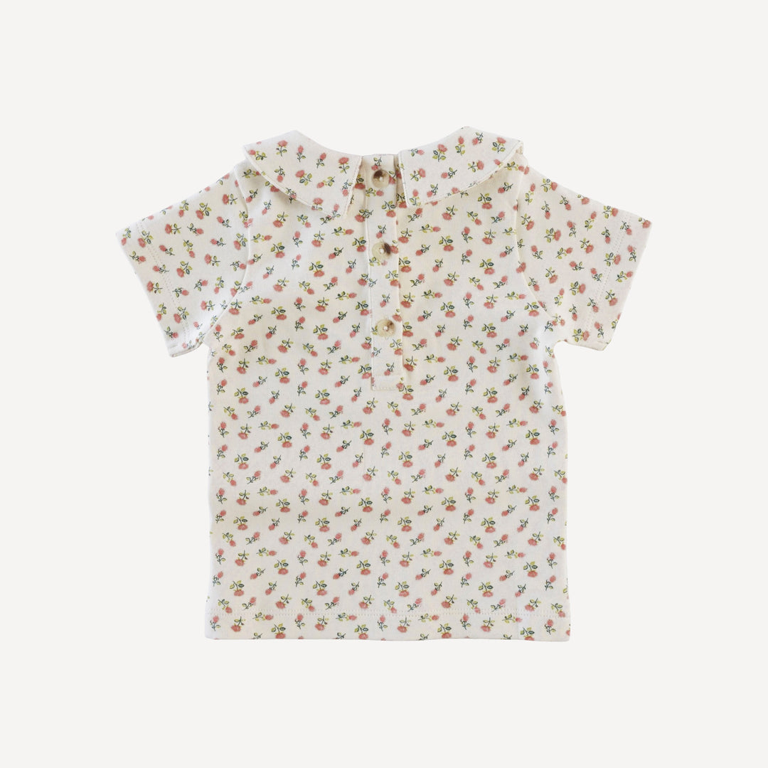 short sleeve peter pan tee | french rose bud | organic cotton interlock