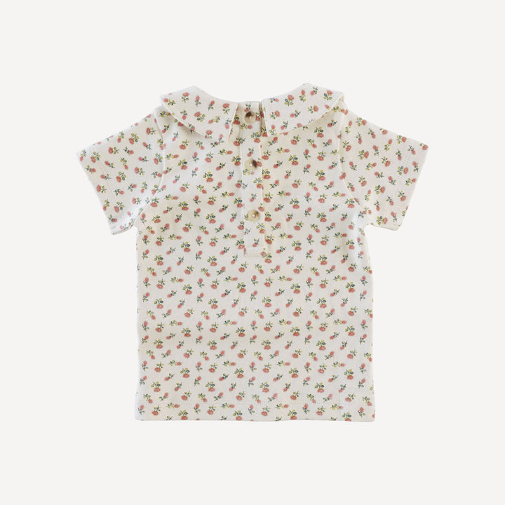 short sleeve peter pan tee | french rose bud | organic cotton interlock