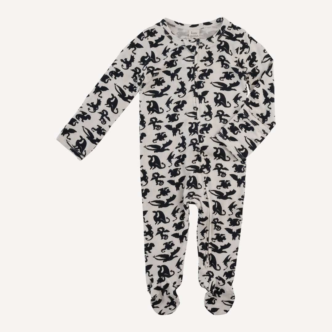 long sleeve two way zipper footie | gargoyles | bamboo