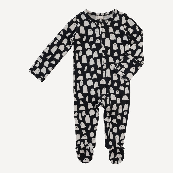 long sleeve two way zipper footie | ghosts | bamboo