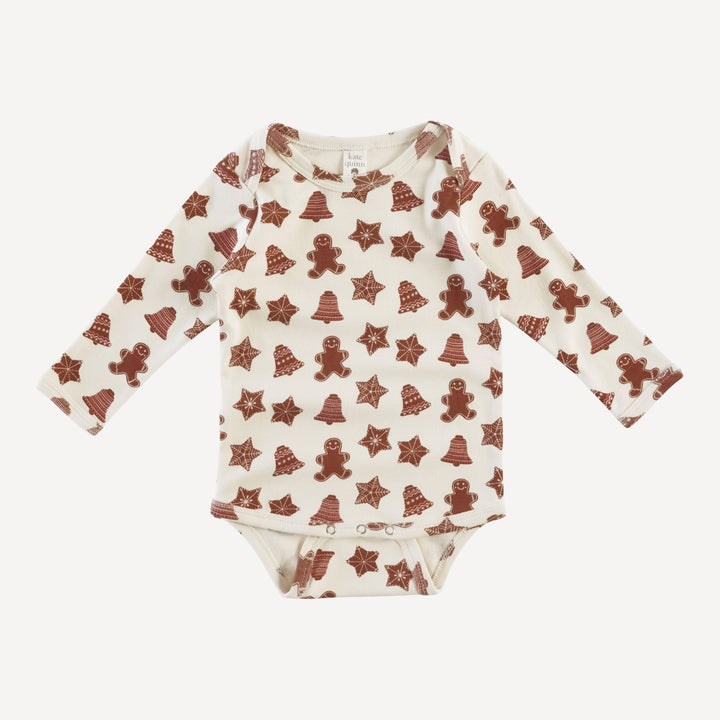 long sleeve lap neck bodysuit | gingerbread cookies | organic cotton single rib