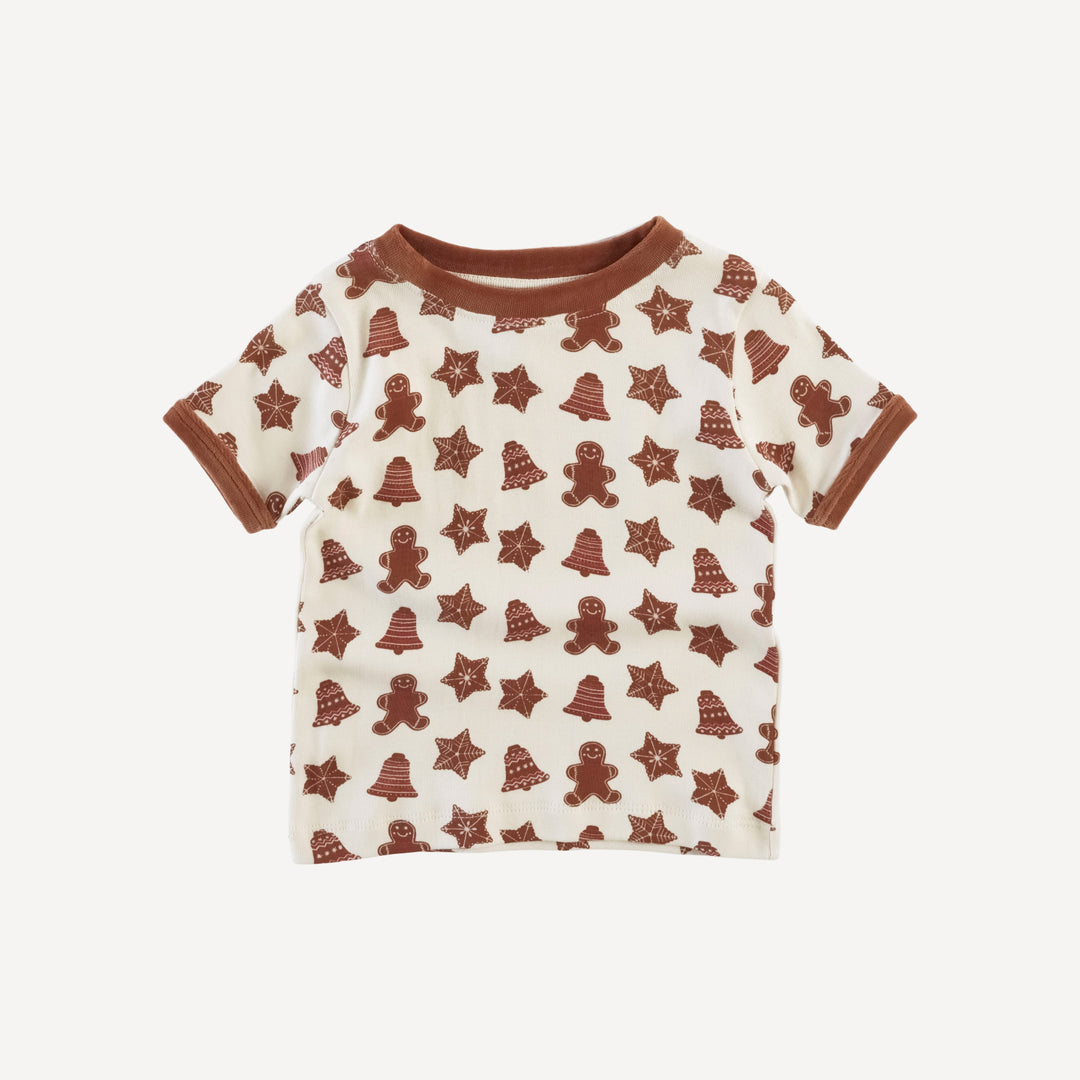 short sleeve ringer tee | gingerbread cookies | organic cotton single rib