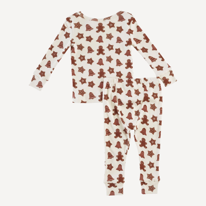 long sleeve crew neck pj set | gingerbread cookies | organic cotton single rib