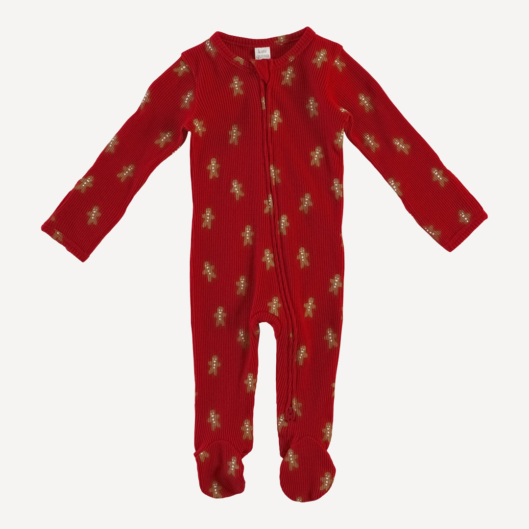 long sleeve zipper footie | gingerbread man | organic cotton thermal