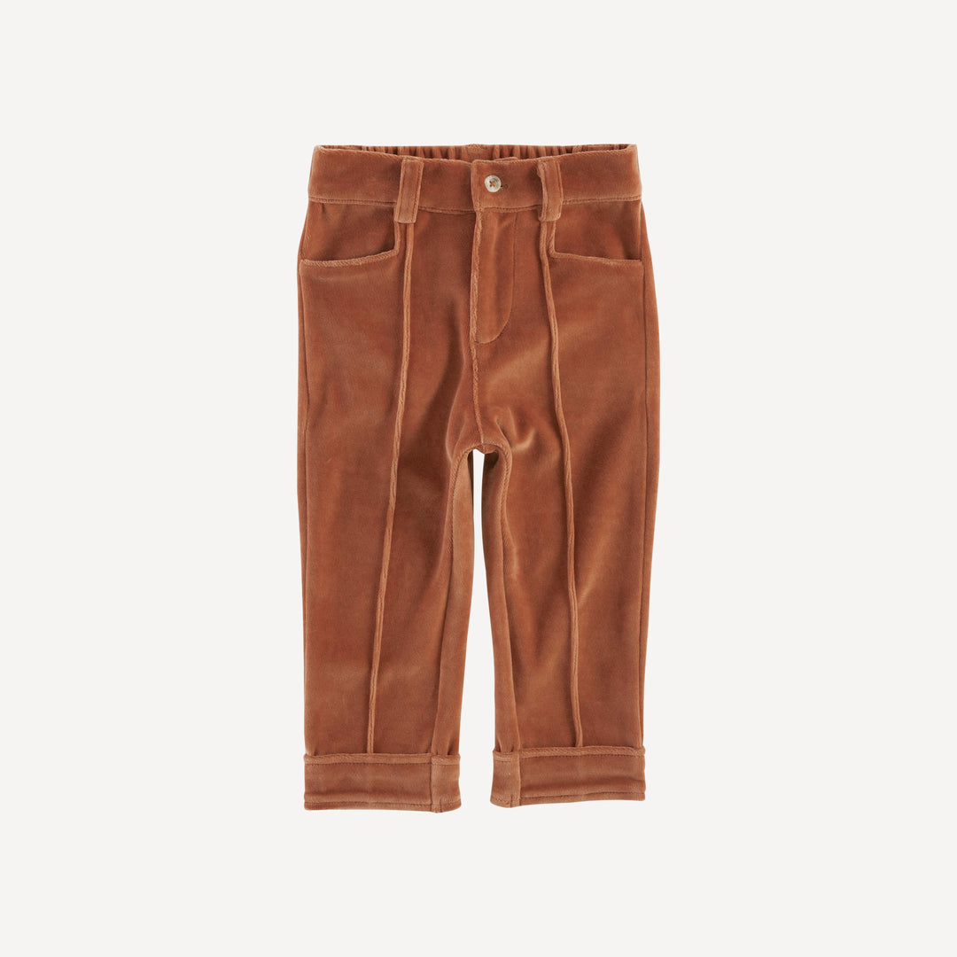 pintuck pant | gingerbread | organic cotton velour