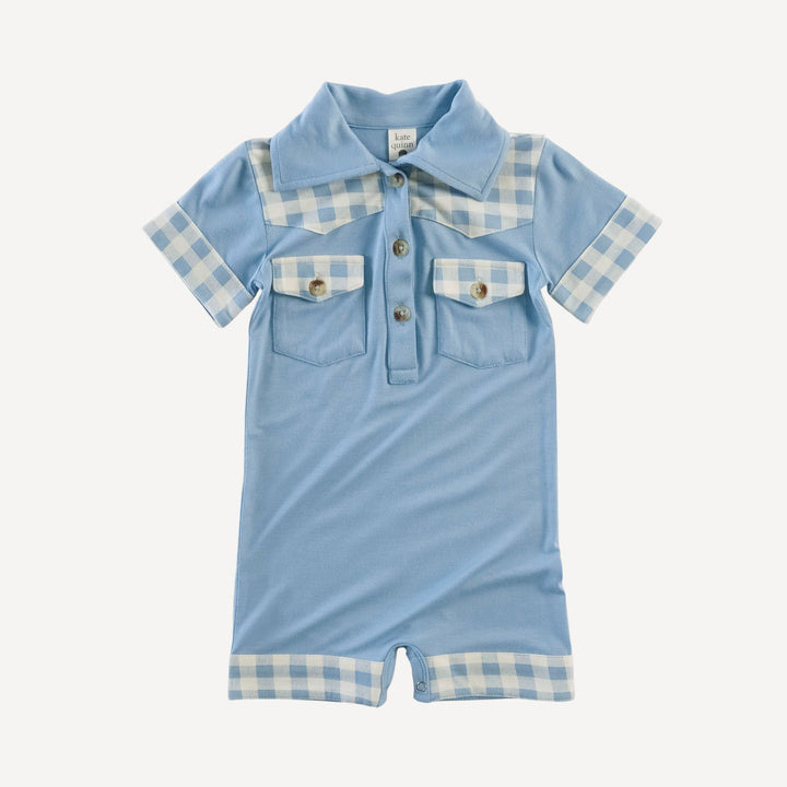 short sleeve cowboy shortie | glacier blue | bamboo