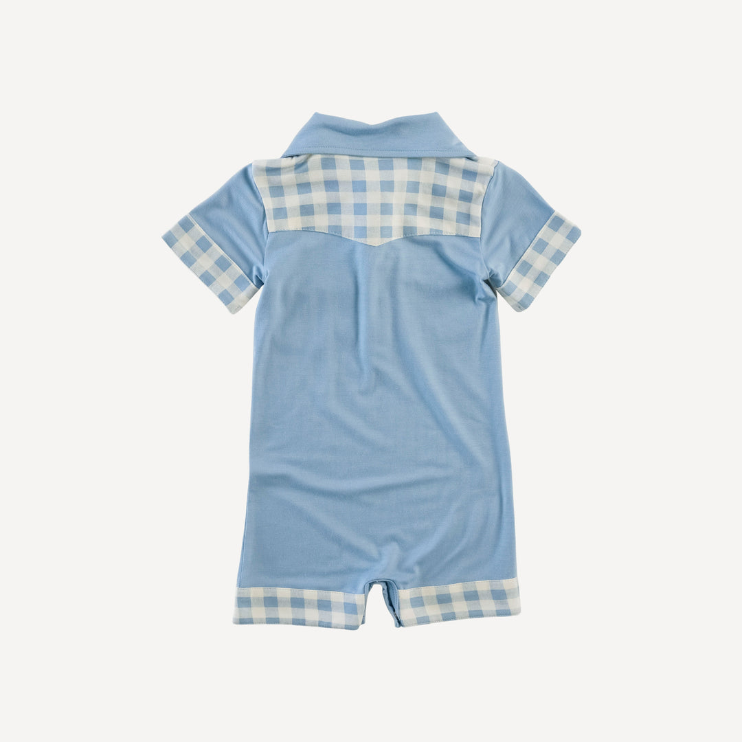 short sleeve cowboy shortie | glacier blue | bamboo