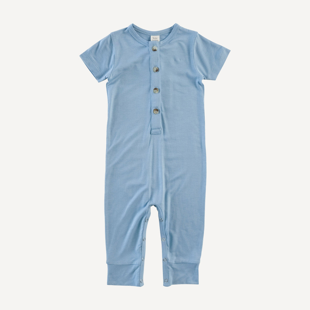 short sleeve sport union suit | glacier blue | bamboo