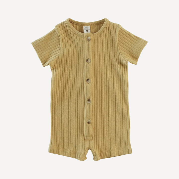 short sleeve button shortie | golden honey | organic cotton wide rib