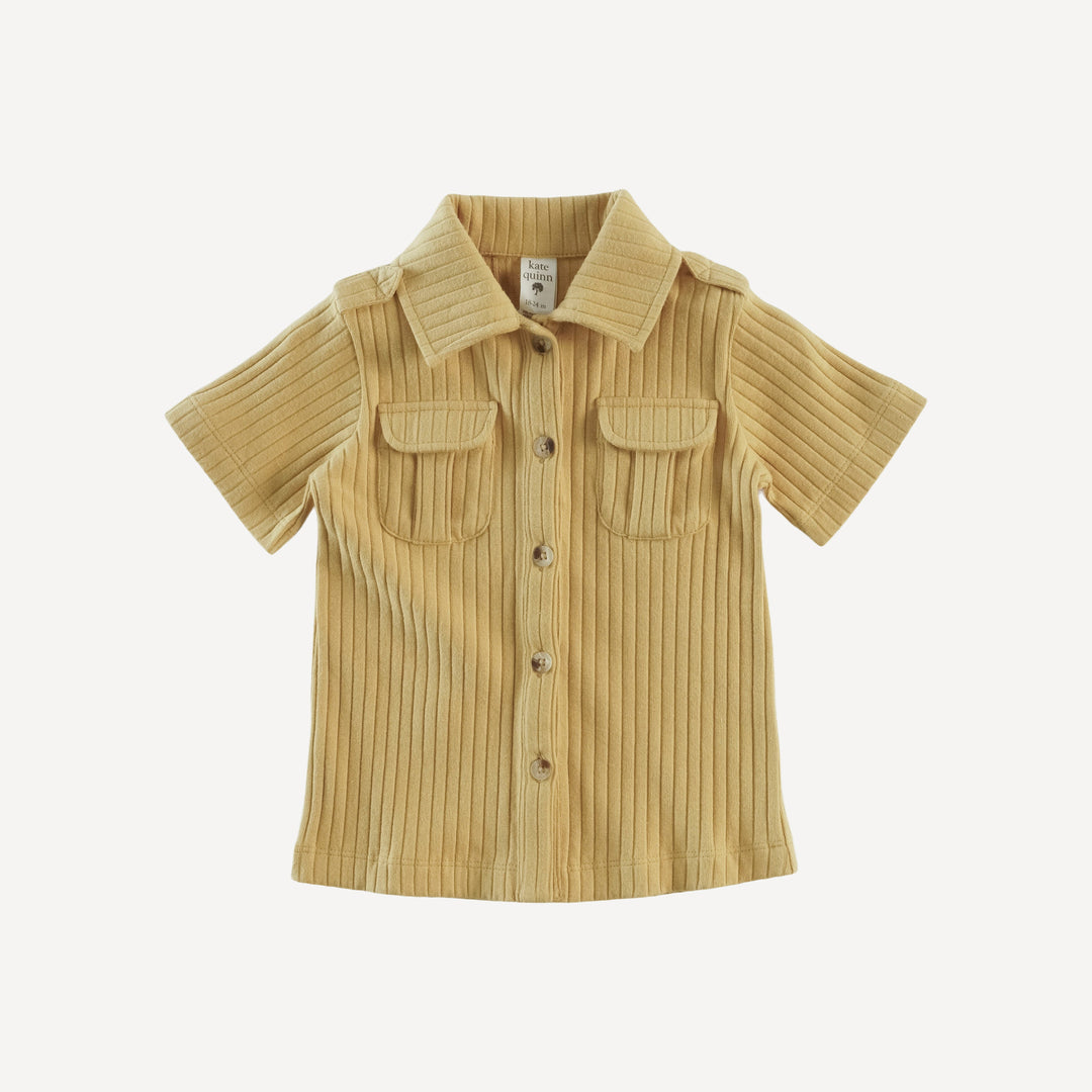 short sleeve military top | golden honey | organic cotton wide rib