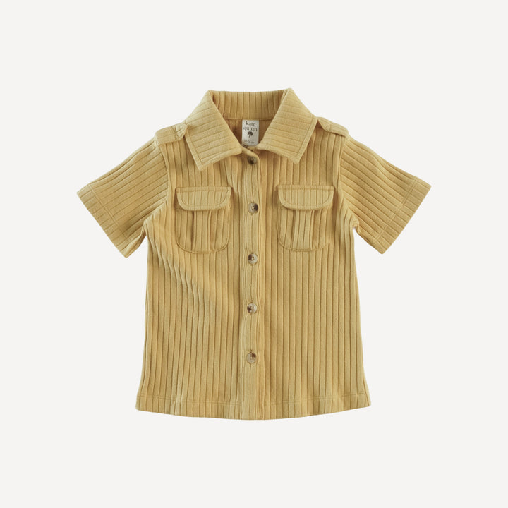 short sleeve military top | golden honey | organic cotton wide rib
