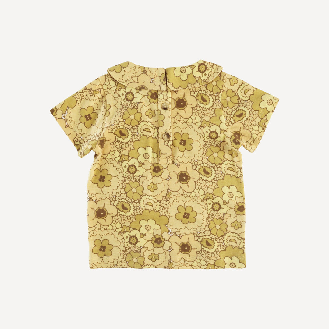 short sleeve peter pan tee | golden mid-century floral | organic cotton jersey