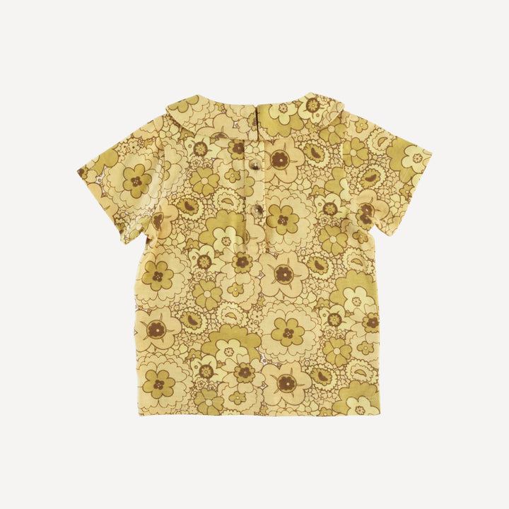 short sleeve peter pan tee | golden mid-century floral | organic cotton jersey