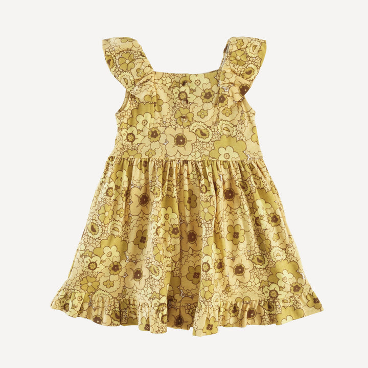 party dress | golden mid-century floral | organic cotton jersey