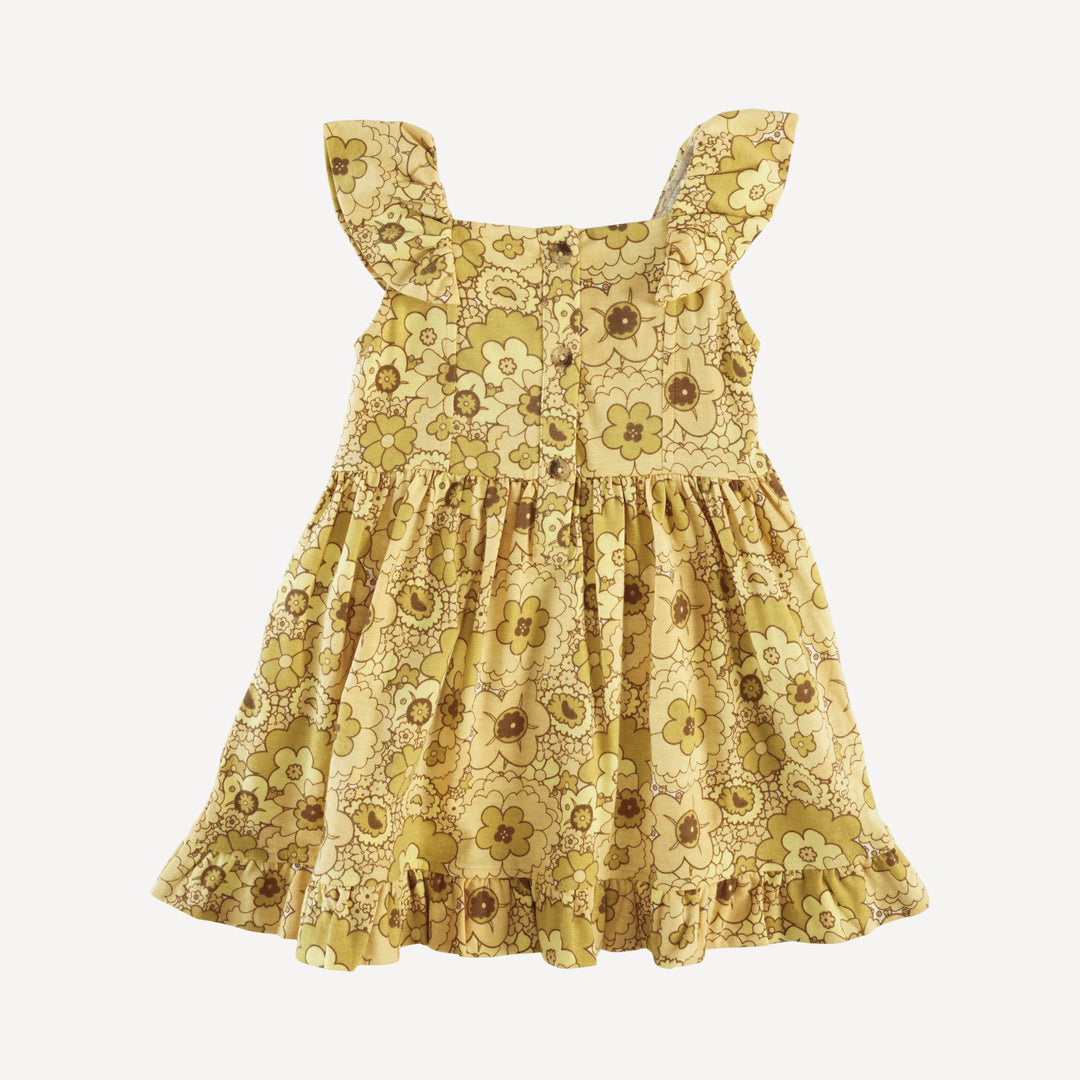 party dress | golden mid-century floral | organic cotton jersey