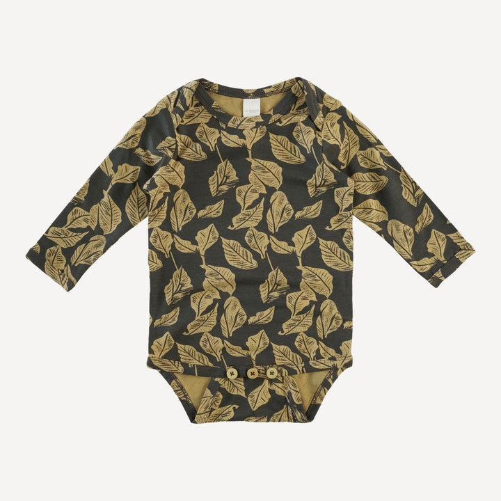 long sleeve lap neck bodysuit | golden woods leaf | modal