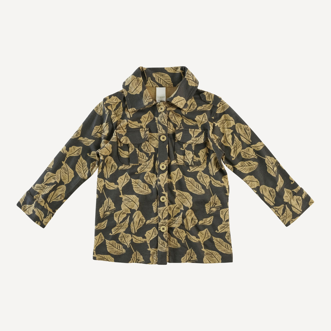 long sleeve military top | golden woods leaf | modal