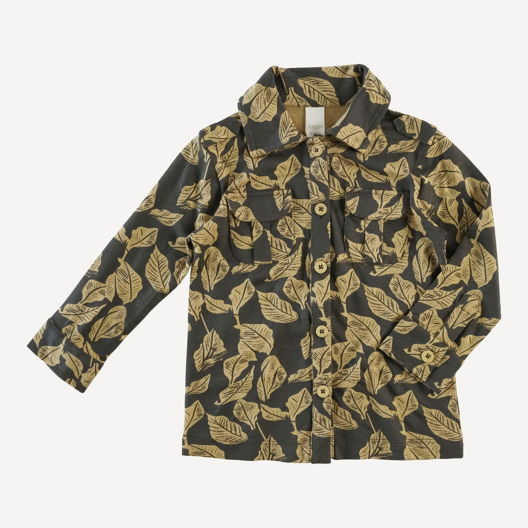 long sleeve military top | golden woods leaf | modal