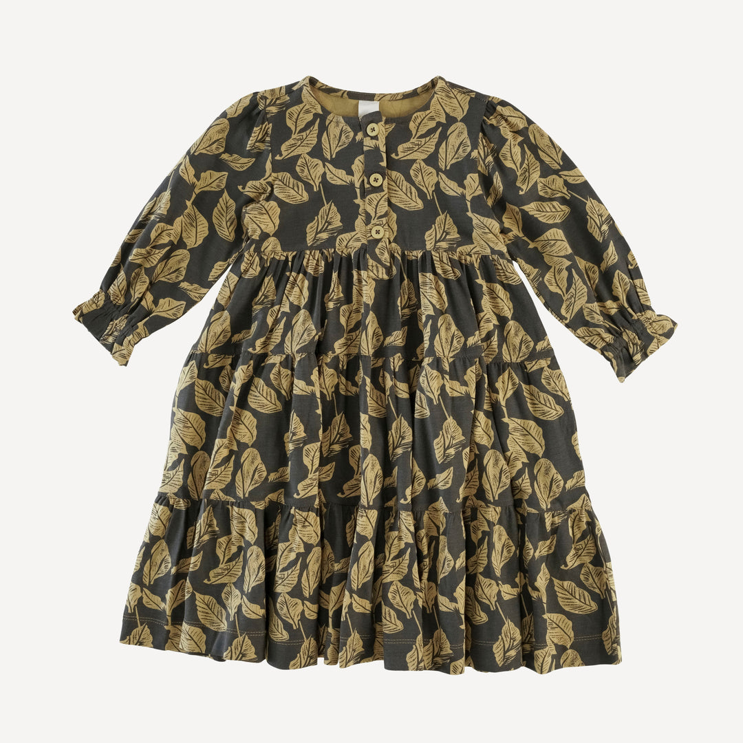 long sleeve prairie dress | golden woods leaf | modal