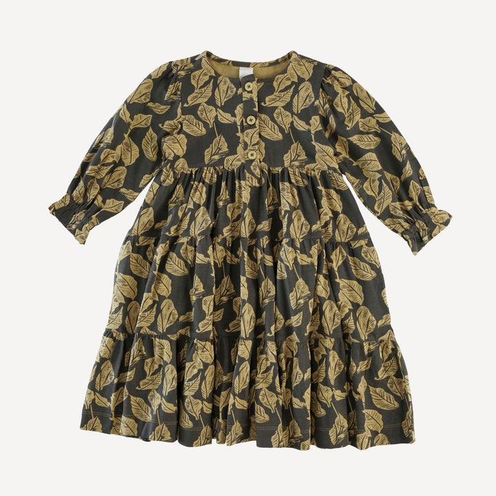 long sleeve prairie dress | golden woods leaf | modal