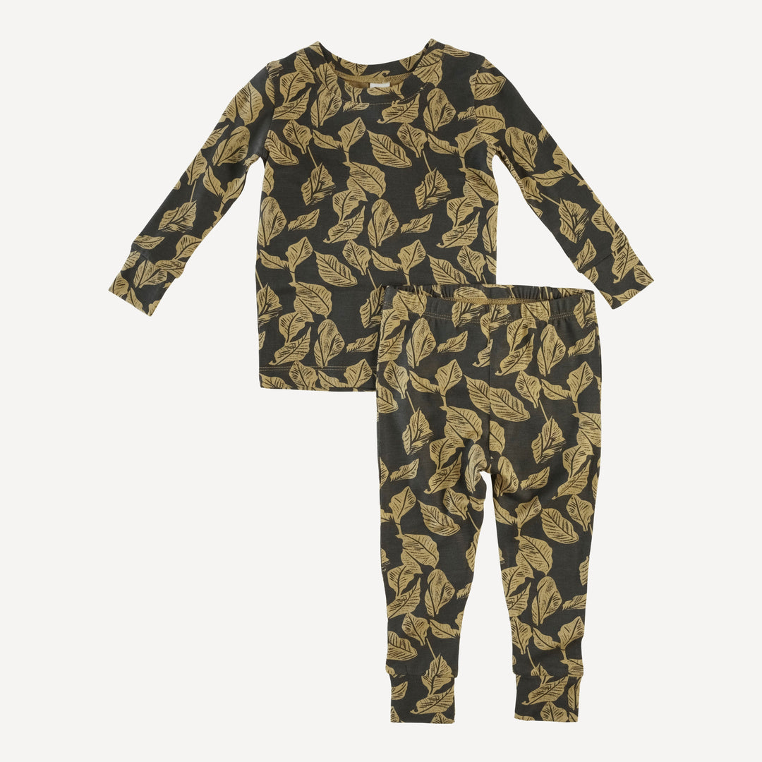 long sleeve crew neck pj set | golden woods leaf | modal