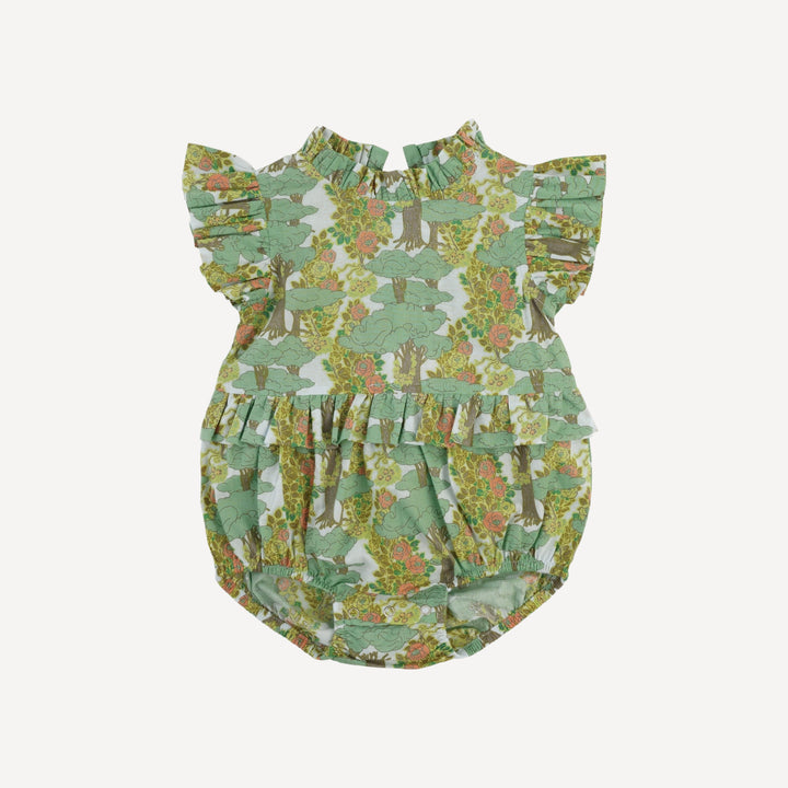sleeveless little ruffle bubble | goldilocks morning woods | organic cotton woven