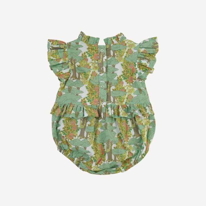 sleeveless little ruffle bubble | goldilocks morning woods | organic cotton woven