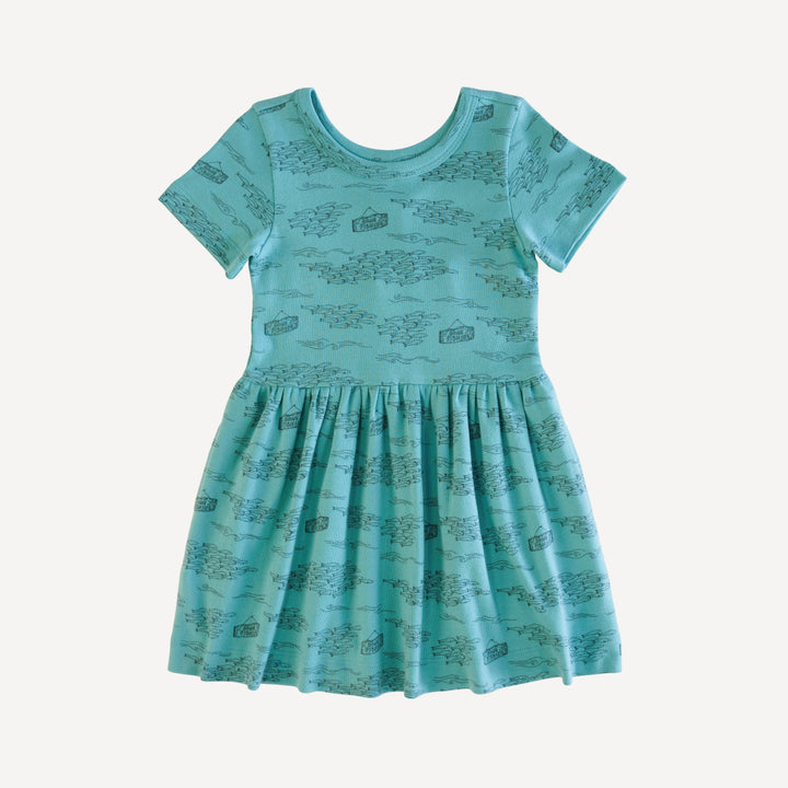 hazel twirl dress | gone fishing | organic cotton interlock