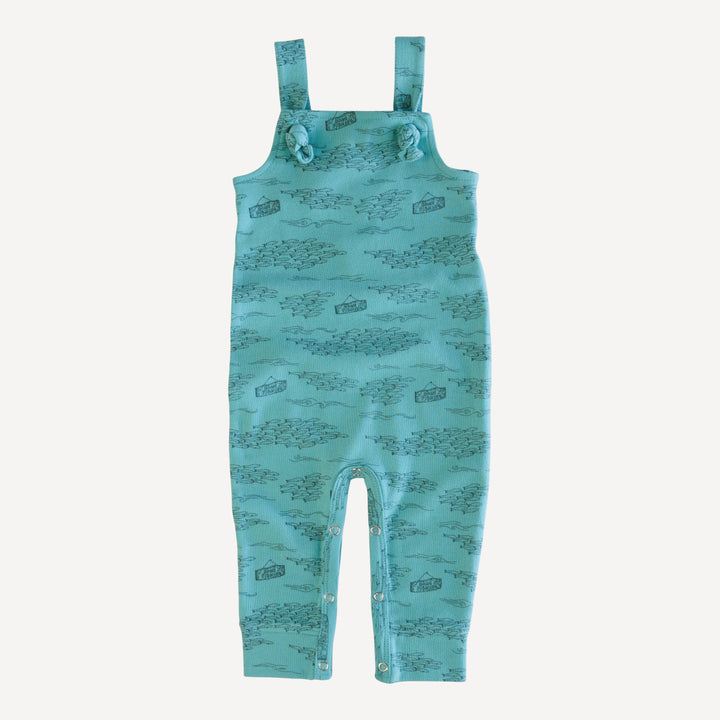 tie overall jumpsuit | gone fishing | organic cotton interlock