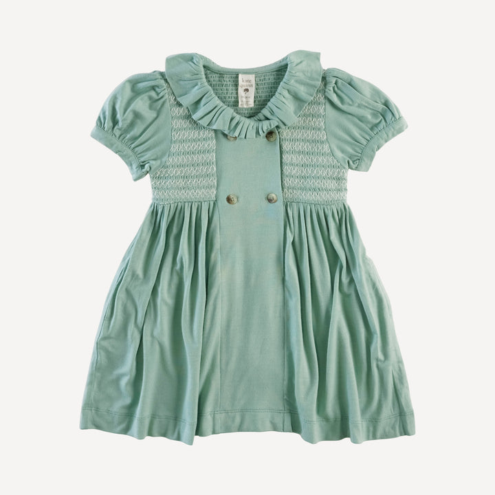 roo smocked dress | granite green | bamboo