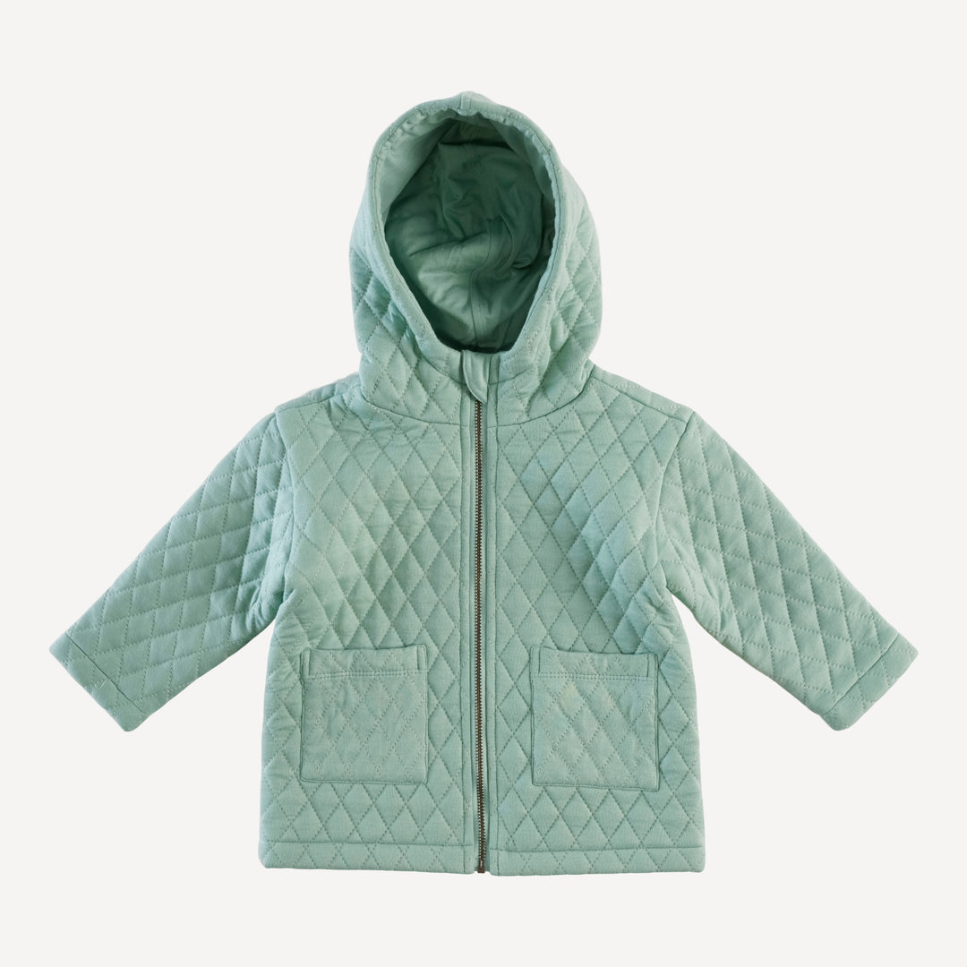 quilted hooded jacket | granite green | bamboo