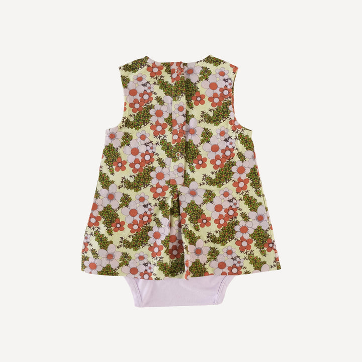 sleeveless button tab dress bodysuit | granny floral | bamboo