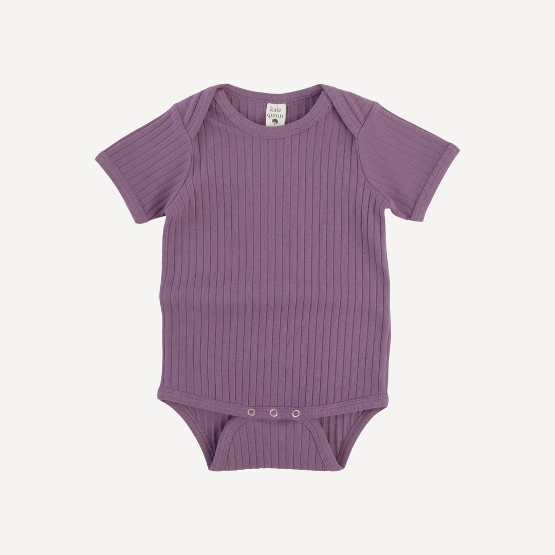short sleeve lap neck bodysuit | grape gloss | organic cotton wide rib