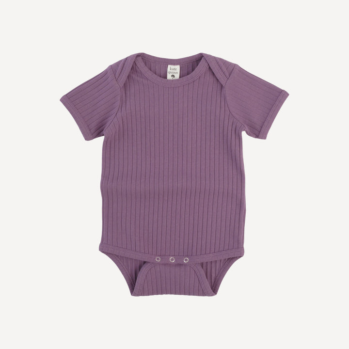 short sleeve lap neck bodysuit | grape gloss | organic cotton wide rib