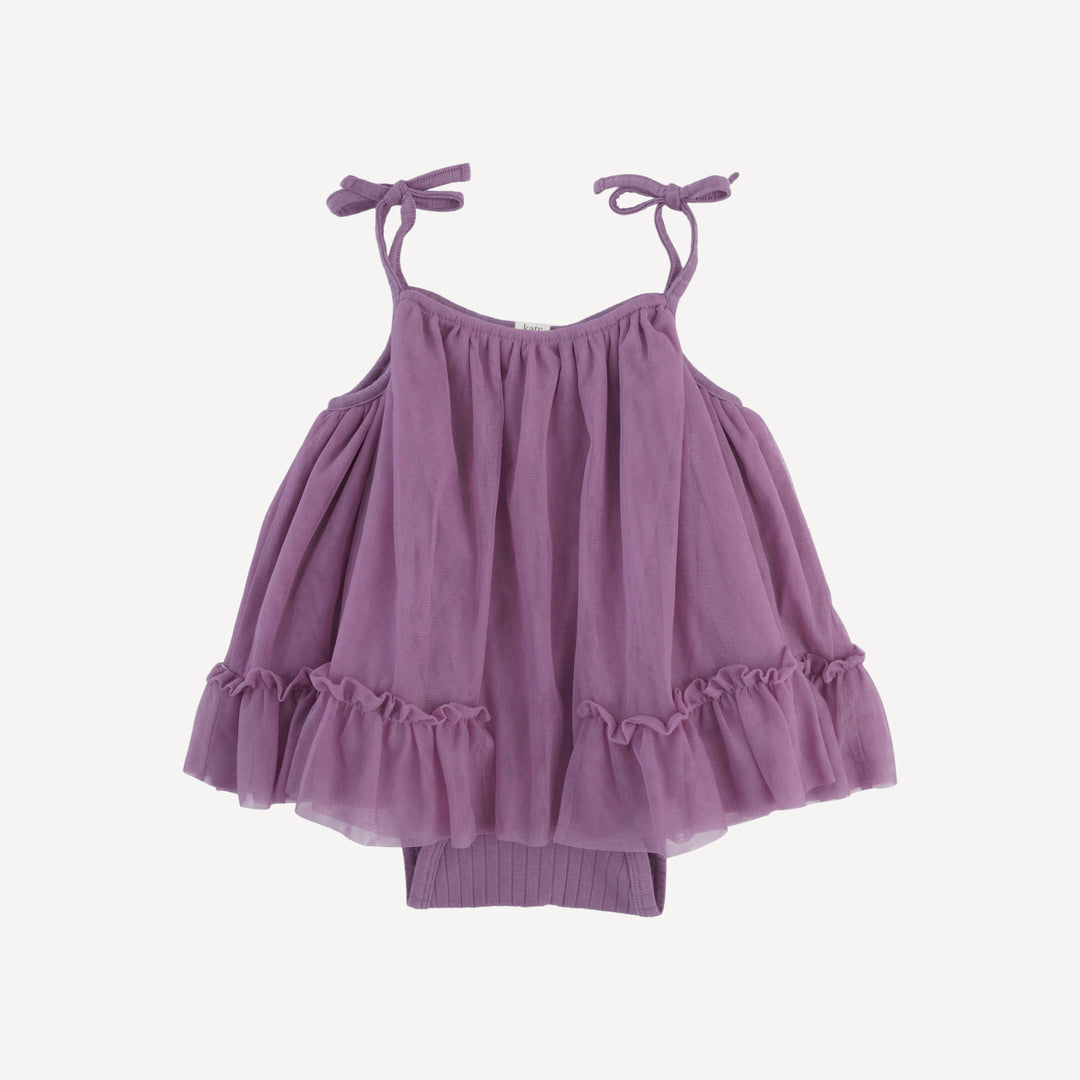 spaghetti tie ballerina tulle dress bodysuit | grape gloss | organic cotton wide rib