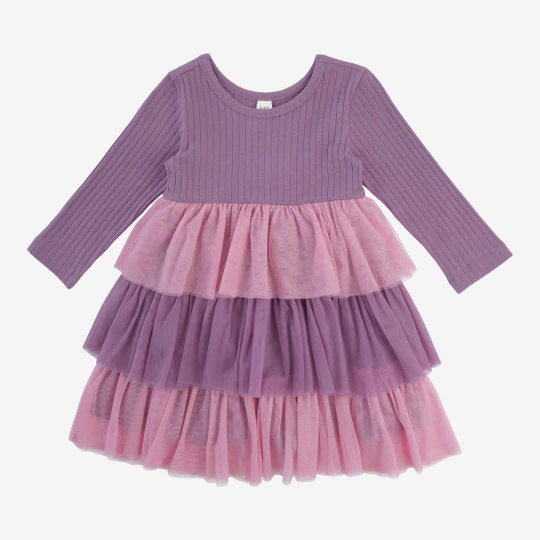 long sleeve vianney dress | grape gloss | organic cotton wide rib