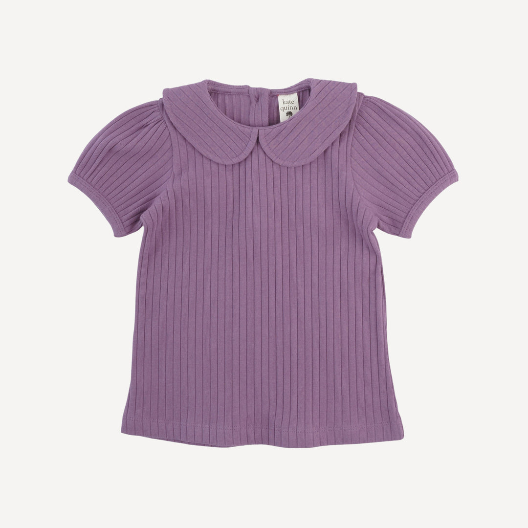 short sleeve peter pan top | grape gloss | organic cotton wide rib