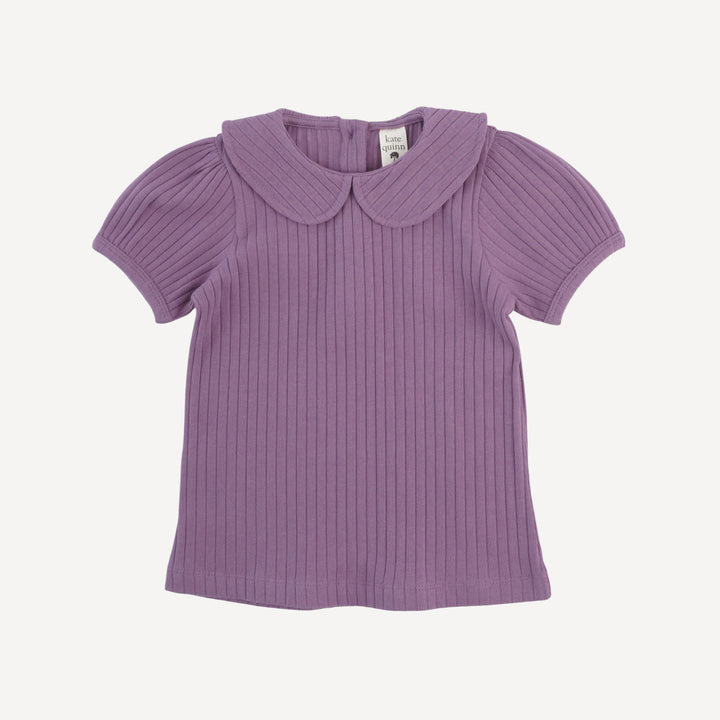 short sleeve peter pan top | grape gloss | organic cotton wide rib