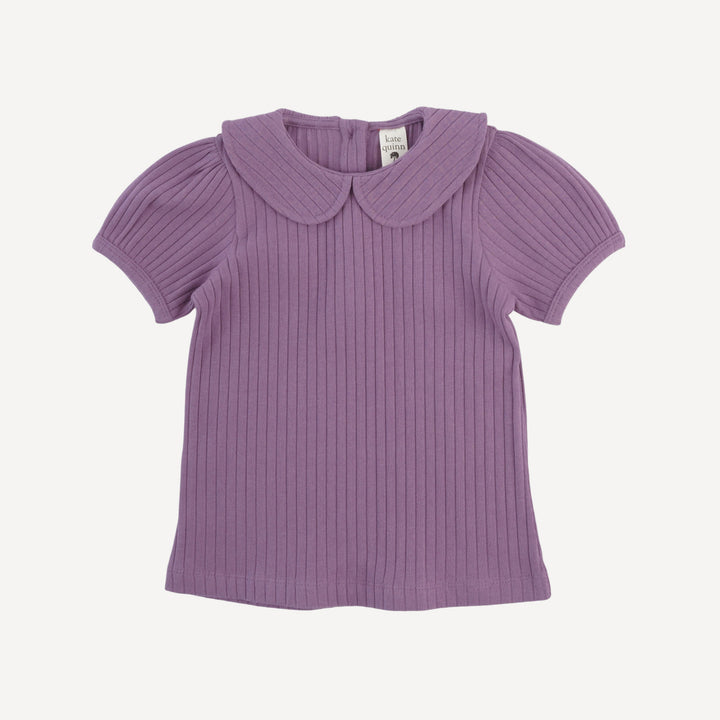 short sleeve peter pan top | grape gloss | organic cotton wide rib
