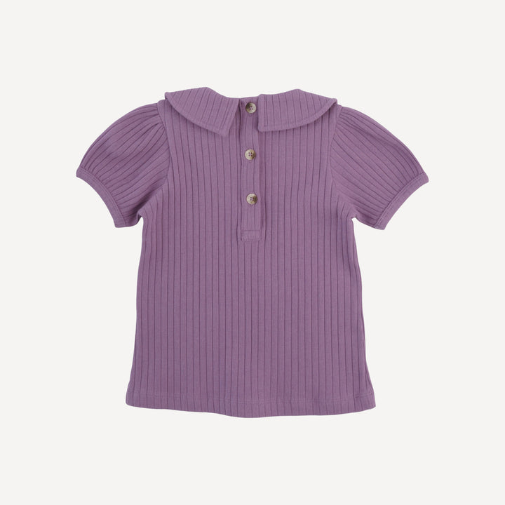 short sleeve peter pan top | grape gloss | organic cotton wide rib