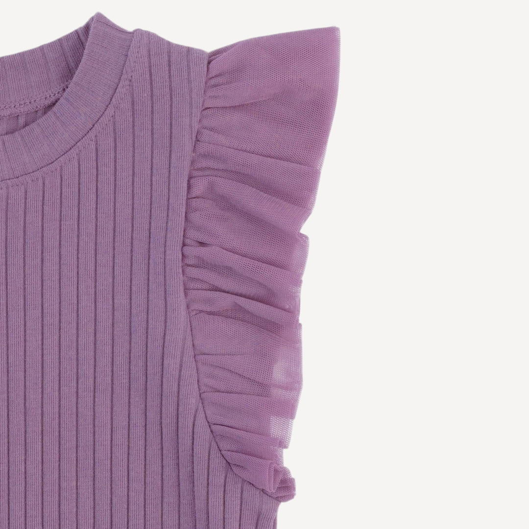 100 acre wood tulle flutter tee | grape gloss | organic cotton wide rib