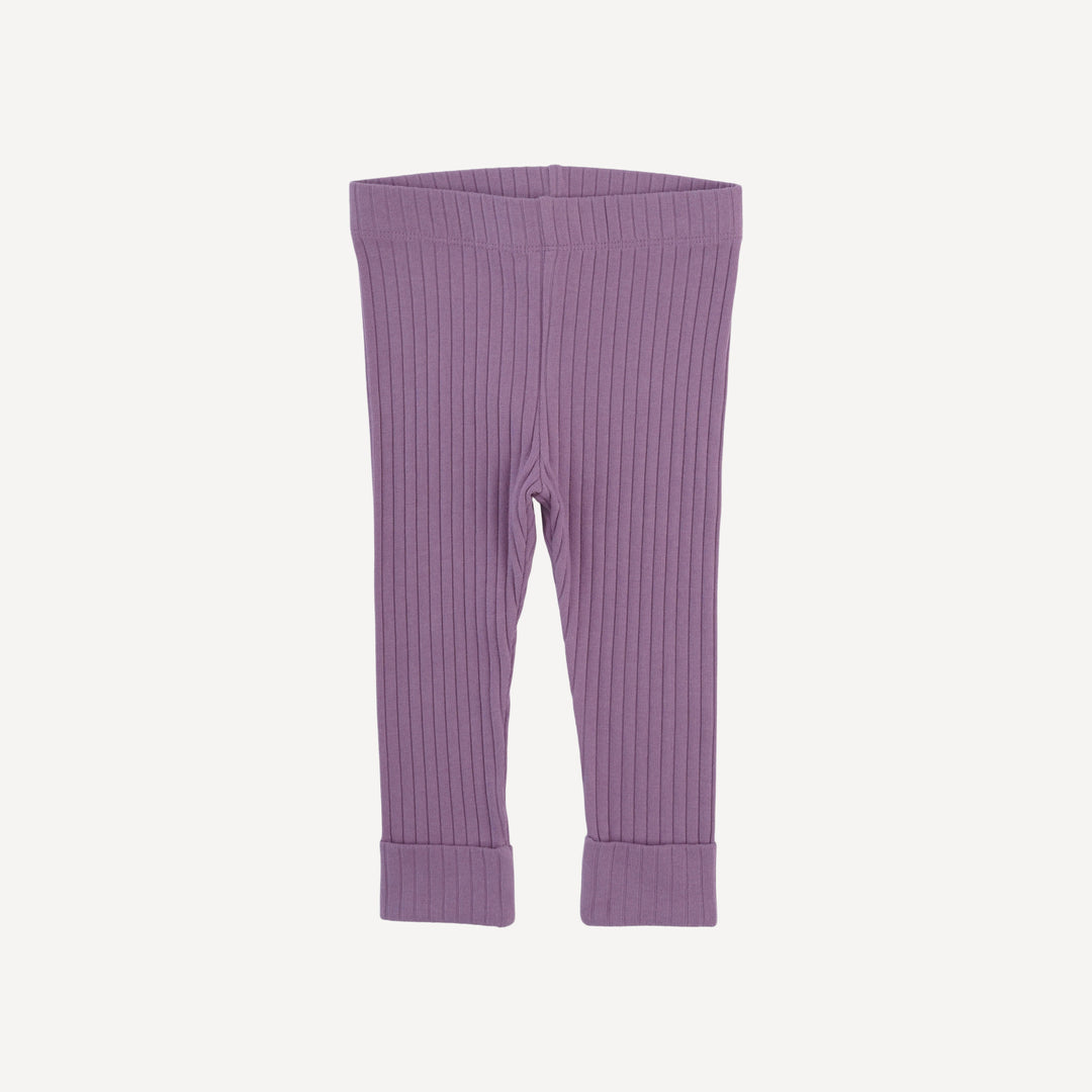 classic cuffed legging | grape gloss | organic cotton wide rib
