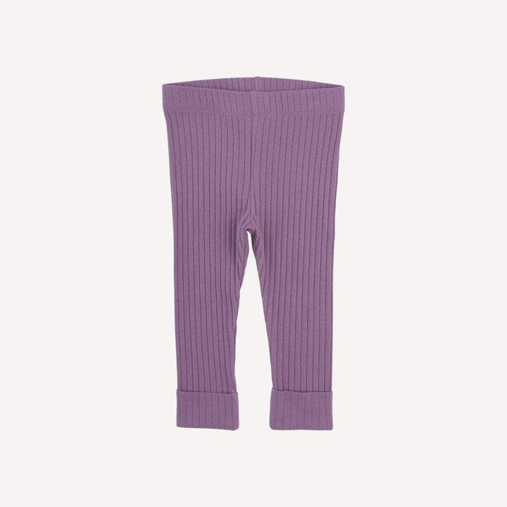 classic cuffed legging | grape gloss | organic cotton wide rib