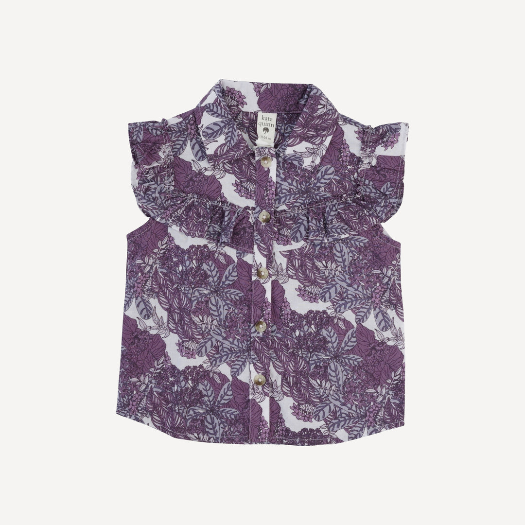 sleeveless goldilocks top | grape goldilocks floral | organic cotton woven