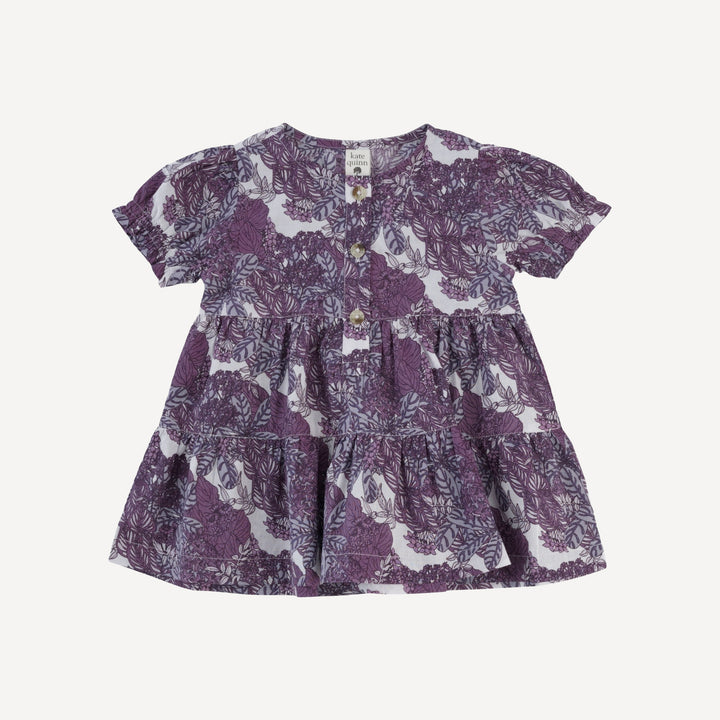 short puff sleeve prairie top and legging set | grape goldilocks floral | organic cotton woven