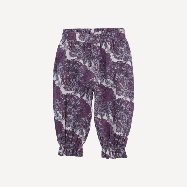 gathered pant | grape goldilocks floral | organic cotton woven