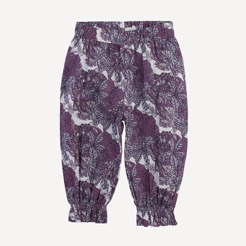 gathered pant | grape goldilocks floral | organic cotton woven
