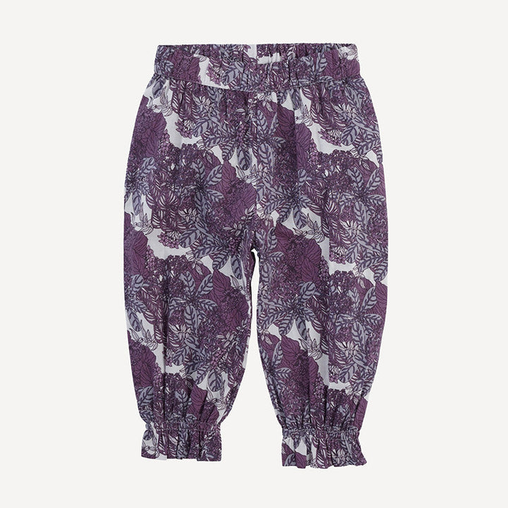 gathered pant | grape goldilocks floral | organic cotton woven